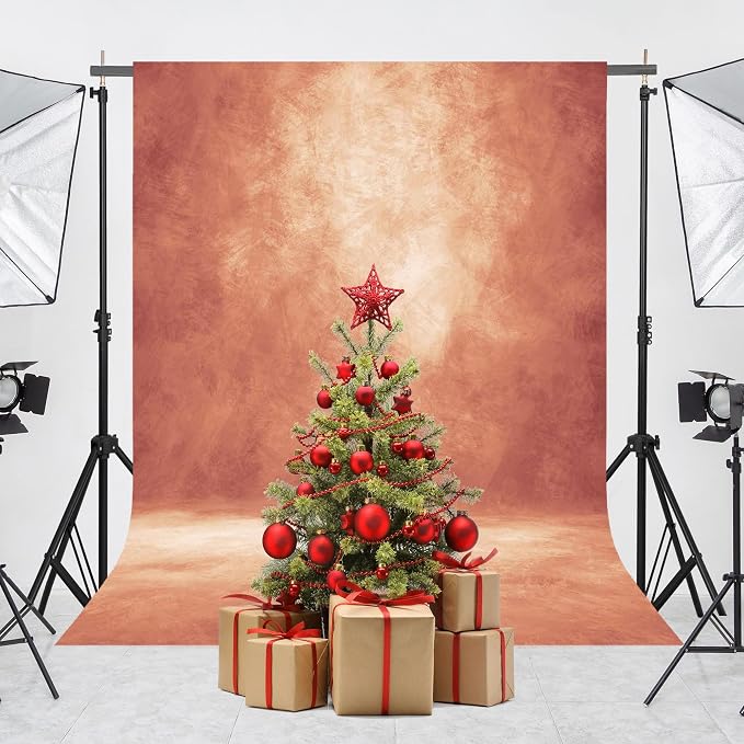 Abstract Professional Photography Backdrop for Portrait Photo Props Booth Background Photoshoot Studio with Polyester Fabric Roller Pocket on Top(8x10ft,Brick Red,No Stand)