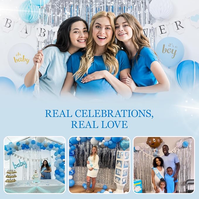 Baby Shower Decorations for Boy - All-in-One Inclusive Baby Boy Shower Blue Decorations JUMBO 165 Pcs Set - Welcome First Birthday Photo Shoot Decor Balloons Arch Boxes with Letters Kit