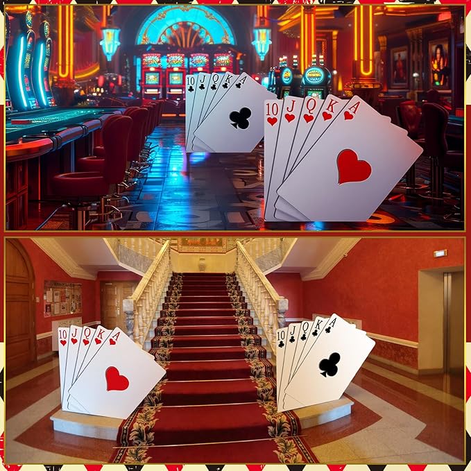 2 Pcs Casino Theme Party Decorations 35 x 28 Inch Poker Theme Cardboard Cutout Tea Party Decoration Game Night Photo Prop for Parties Game Room Decor