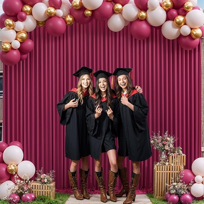 10ft x 10ft Burgundy Backdrop Curtain for Parties Wedding Maroon Wrinkle Free Backdrop Drapes Panels for Birthday Party Bridal Shower Photo Photography Polyester Fabric Background Decoration