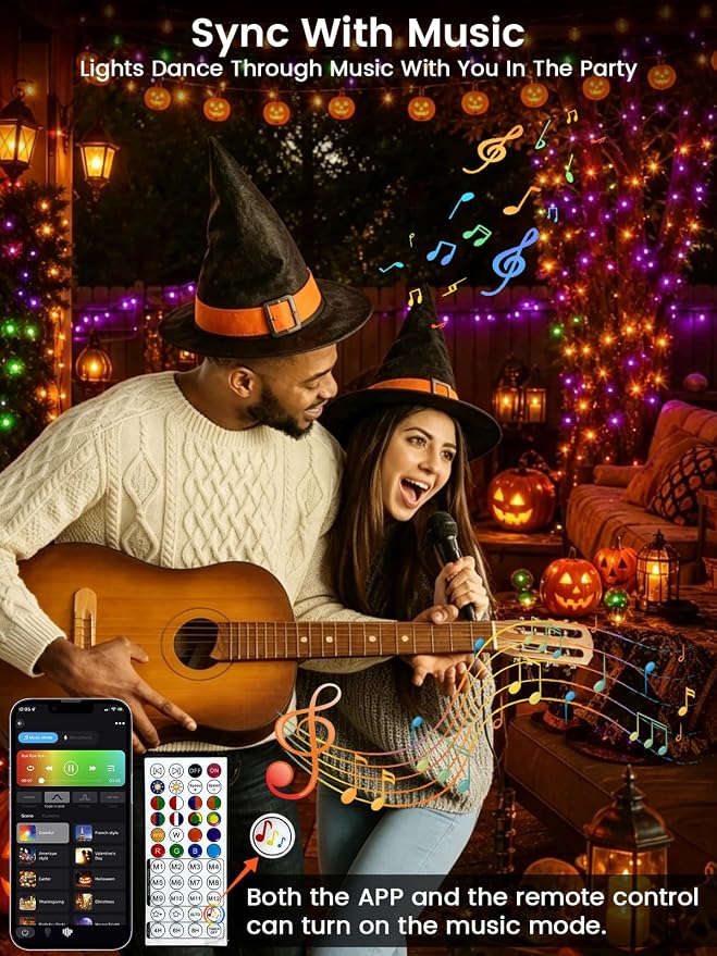 Smart Color Changing Christmas Lights with Remote & App Control, 66 FT 200 LED RGB String Lights with Timer, Music Sync Multiple Modes Twinkle Christmas Tree Light Waterproof Indoor Outdoor Xmas Decor