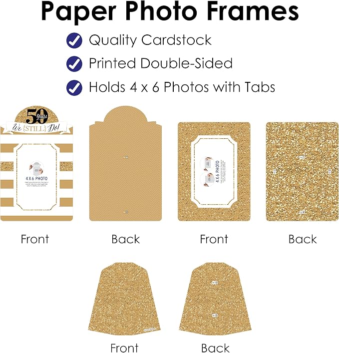 Big Dot of Happiness We Still Do - 50th Wedding Anniversary - Anniversary Party 4x6 Picture Display - Paper Photo Frames - Set of 12