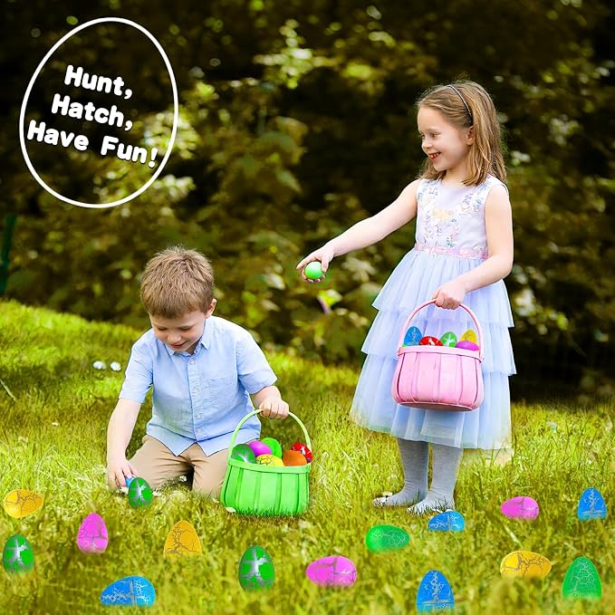 24 Pcs Large Hatching Dinosaur Eggs Dinosaur Birthday Party Favors, Kids Toddlers Goodie Treat Bag Stuffers, Carnival Classroom Prizes, Treasure Box Toys, Boy Girl Grow in Water Dinos Egg Science Kits