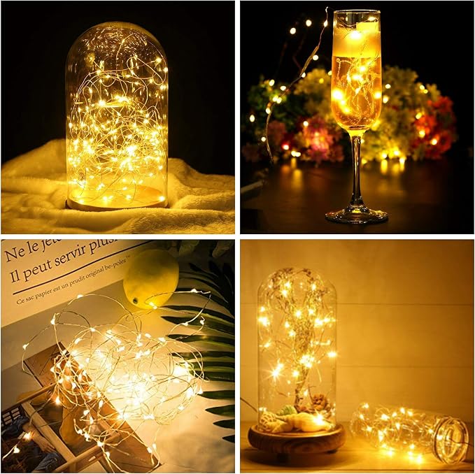 Fairy String Lights Battery Operated 4 Pack 33FT 100 LED Silvery Wire Twinkle Firefly Lights with 8 Modes Remote Timer Waterproof for Bedroom Party Christmas Wedding Garden Patio Home Decoration