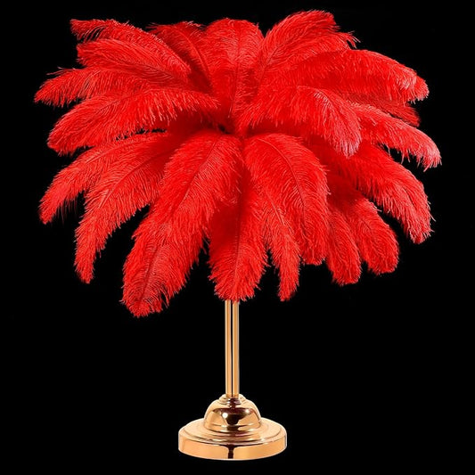 30 Pcs Large Natural Ostrich Feathers Bulk 16-18 Inch for Centerpieces for Wedding Party Centerpieces Home Decoration Flower Arrangement (Red)