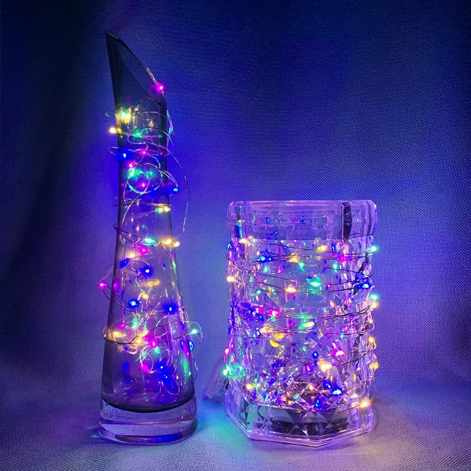 6 Pack Fairy Lights Battery Operated with Remote Timer 8 Lighting Modes,7ft 20 LED Waterproof Mini String Lights for Halloween Christmas Table Centerpieces Bedroom Decorations,Rainbow-Pastel