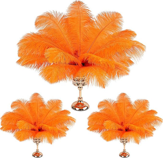 THARAHT Ostrich Feathers 90pcs Large Natural Bulk for Vase Crafts Wedding Party Centerpieces Christmas Tree Decoration Feathers,Orange