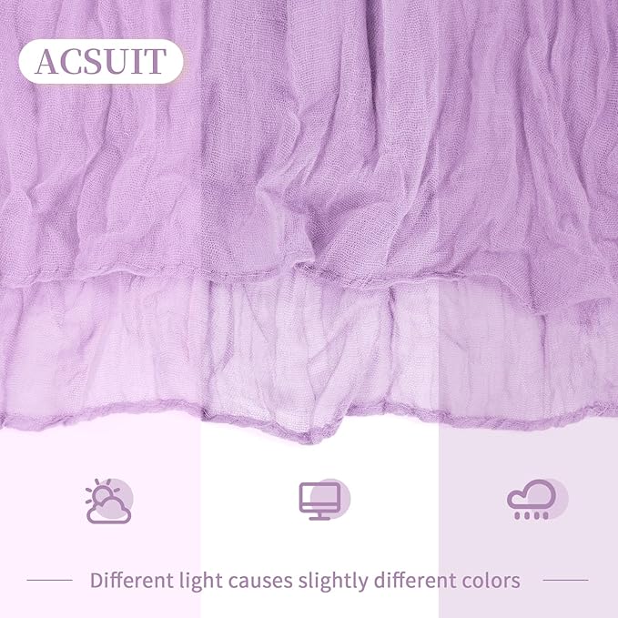 6 Pack Lavender Cheesecloth Table Runner 20 x 120 inch Gauze Table Runners 10 FT Long,Semi Sheer Boho Cheese Cloth Fabric Table Runner Bulk for Wedding,Party,Baby Shower,Bridal Shower Decoration