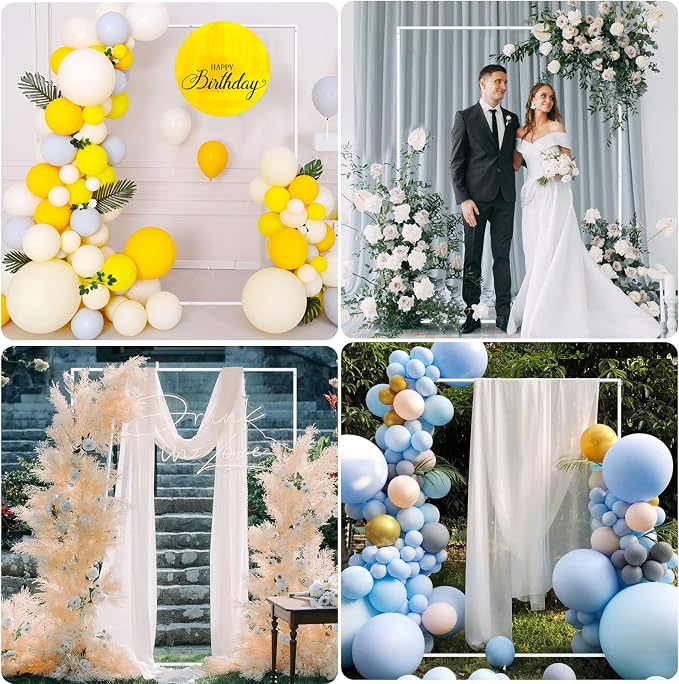 6.6FT x 5.2FT White Wedding Arches for Ceremony Rectangular Metal Balloon Arch Stand Kit Garden Floral Square Arch Frame Background for Anniversary Birthday Party Bridal Shower Decoration Home Decor