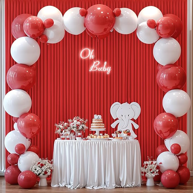 Red Backdrop Curtain for Parties Wedding Wrinkle Free Red Photo Curtains Backdrop Drapes Fabric Decoration for Birthday Party Baby Shower Christmas 5ft x 8ft,2 Panels