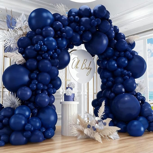 412pcs Navy Blue Balloons Garland Arch Kit 18 12 10 5 Inch Different Sizes Latex Balloons for Shower Christmas Birthday Festival Happy Blue Theme AnniversaryWedding Jungle Safari Decorations
