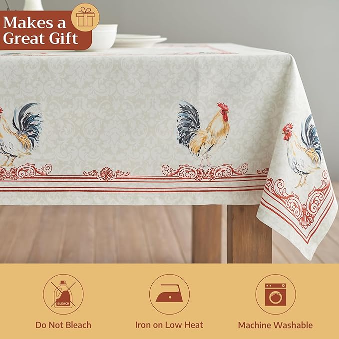 Maison d' Hermine Table Cloth Rectangle Table 100% Cotton 70 x 90 Inches Tablecloth Reusable Decorative for Dining Kitchen Room Farmhouse Party Home Hotel Restaurant Spring Summer - Campagne