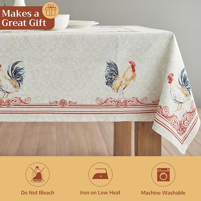 Maison d' Hermine Table Cloth Rectangle Table 100% Cotton 60 x 108 Inches Tablecloth Reusable Decorative for Dining Kitchen Room Farmhouse Party Home Hotel Restaurant Spring Summer - Campagne