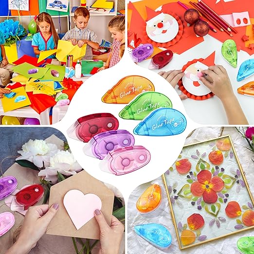 Geyee 30 Pcs Double Sided Tape Roller Permanent Adhesive 0.3 x 315'' Double Sided Tape Dots for Scrapbooking Journal Photo Paper Craft Projects Christmas Gifts (Multicolor,Classic)