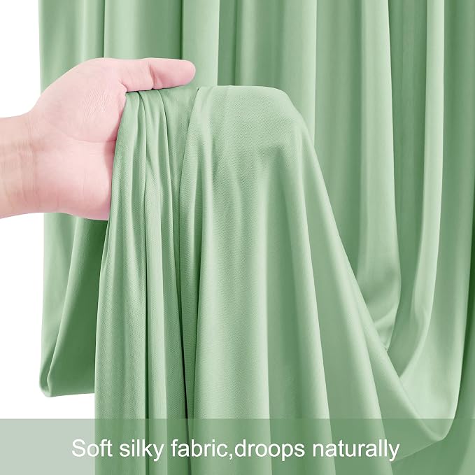 6 Panels Sage Green Backdrop Curtains for Wedding Party Wrinkle Free Backdrops Curtain Drapes Fabric Decorations Photo Back Drop Cloth for Baby Shower Photography Stage Reception 30ft(W) x 12ft(H)