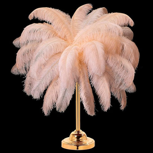 Retrowavy 30 Pcs Large Natural Ostrich Feathers Bulk 16-18 Inch for Centerpieces for Wedding Party Centerpieces Home Decoration Flower Arrangement (Champagne)