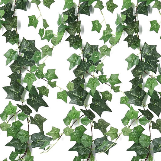 RECUTMS 6 Strands Artificial Vines Ivy Garland 6.3Ft Fake Ivy Garland with Silk Green Leaves Faux Hanging Plants Greenery Vines for Spring Home Wall Wedding Room Indoor Outdoor Valentines Decor(lvy)