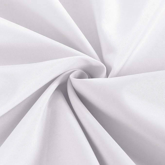 Obstal 2 Pack Table Clothes for 8 Foot Rectangle Tables - Water Resistant Washable Fabric Polyester Rectangle Table Cover Protector for Wedding, Banquet and Trade Shows, 96L x 30W Inches, White