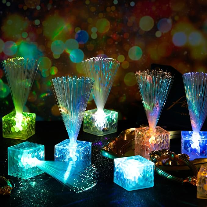 Amylove 30 Pcs Mini Fiber Optic Lamp Bulk LED Light Color Changing Table Centerpiece Glow in The Dark Party Favors Supplies for Wedding Graduation Prom Birthday Disco Dance Decorations (6 Inch)
