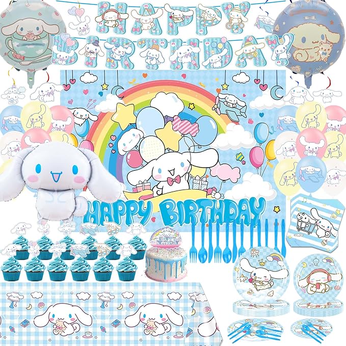 123 PCS Birthday Party Decorations - Happy Birthday Banner, Balloons, Tablecloth, Paper Tableware, Backdrop,Hanging Swirl for Adult Party Supplies