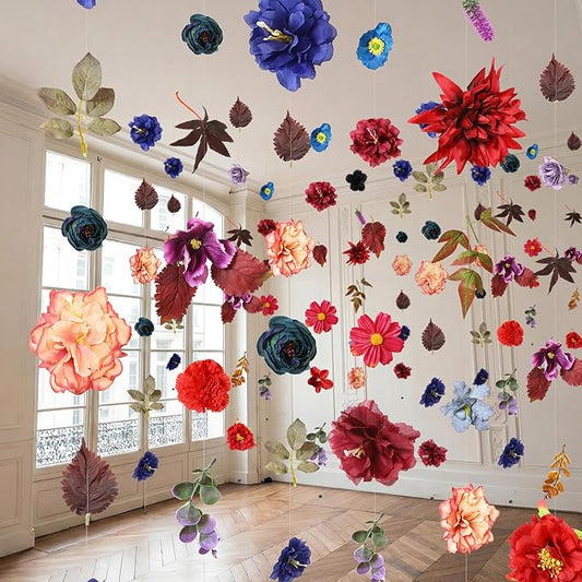 XunYee 6 Pcs 35.4 ft Flower Garlands Artificial Wildflower Vines Floral Hanging Backdrop Fake Flower Garlands Faux Silk Wildflower Vine for Wedding Bridal Shower Home Garden Wall Arch Decor(Peony)