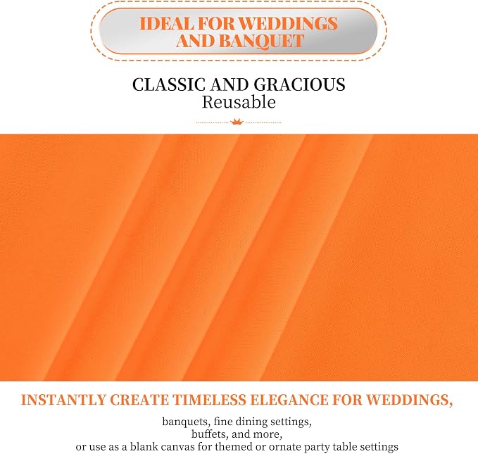 8 Packs Orange Rectangle Tablecloth - 60 x 102 Inch, Premium Polyester Table Cloth for 6 Foot Rectangle Tables, Washable Fabric Table Covers for Wedding, Party, Banquet, Dining
