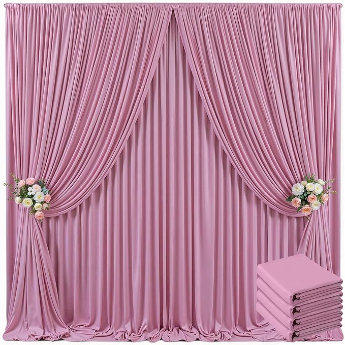 20ft x 10ft Dusty Pink Backdrop Curtain for Parties Rose Wrinkle Free Backdrop Drapes Panels for Baby Shower Birthday Party Wedding Photo Photography Polyester Fabric Background Decoration