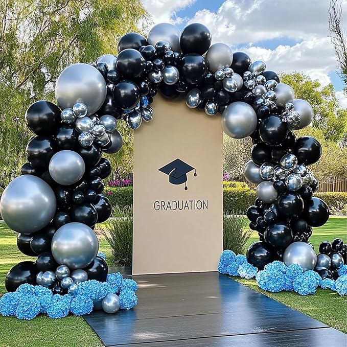 Metallic Silver Balloons, 98PCS Chrome Silver Balloon Garland Arch Kit, 18/12/10/5 Inch Different Sizes for Birthday Baby Shower Graduation Party Decorations