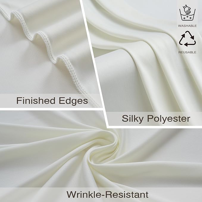 50ftx10ft Wrinkle Free Ivory Backdrop Curtains for Parties, 10 Panels 5x10ft Silky Polyester Photo Backdrop Drapes Back Drop Cloth Drapery for Wedding Birthday Photography Background