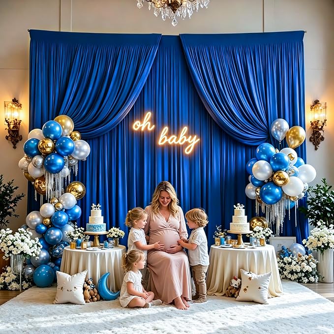 Gallety Royal Blue Backdrop Curtain for Wedding, Polyester Photography Backdrop Drapes - 30FT x 10FT Photobooth Backdrop Curtains for Celebration,Birthday,Event,Graduation Party Decorations