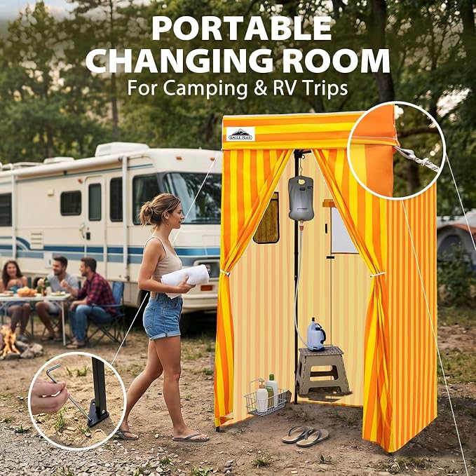 EAGLE PEAK 4x4 Pop Up Changing Tent, Flat Top Changing Room, Yellow/Orange | Portable, Privacy Tent, Pool Cabana, Dressing Room, Shower & Toilet Use, Opaque Fabric, Instant Setup, Photoshoots, Camping