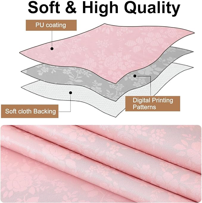 Smiry Round Table Cloth, Waterproof Heavy Duty Vinyl Tablecloths, Wipeable Washable Table Cover for for Dining and Kitchen (Pink, 70" Round)