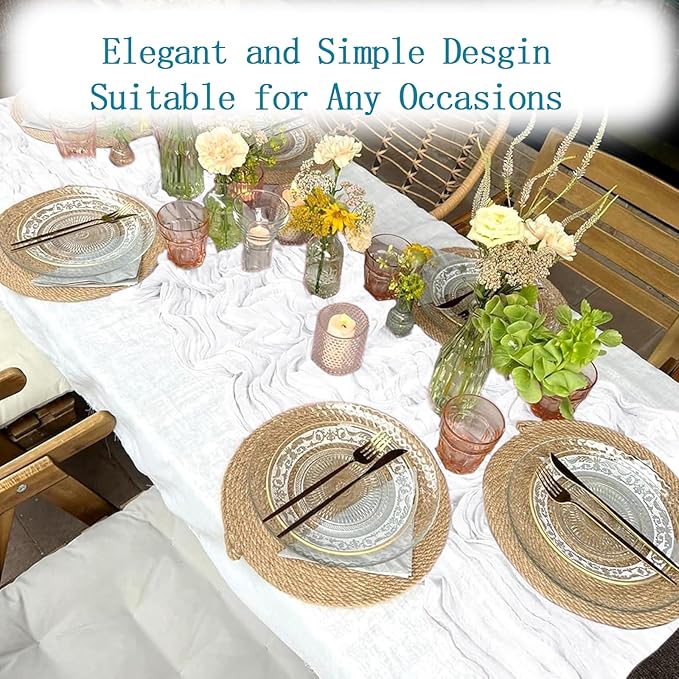 6 Pack White Cheesecloth Table Runner 20 x 120 inch Gauze Table Runners 10 FT Long,Semi Sheer Boho Cheese Cloth Fabric Table Runner Bulk for Wedding,Party,Baby Shower,Bridal Shower Decoration
