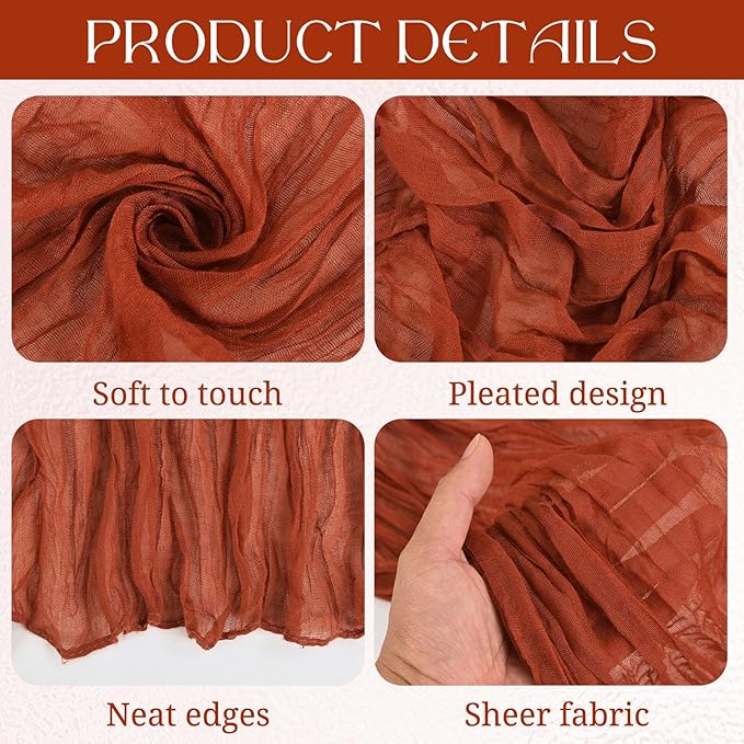 8 Pack Cheesecloth Table Runner 13Ft Boho Gauze Table Runner 35×157 Inch Rustic Romantic Long Table Runner for Wedding Party Bridal Shower Thanksgiving Christmas Decoration(Terracotta)