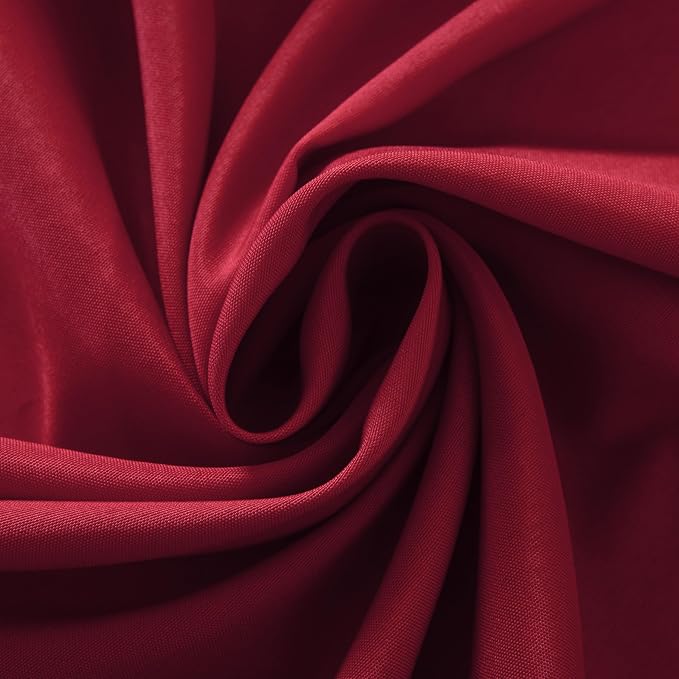 6-Pack Round 120-inch Burgundy Table Cloths, Solid Stain and Wrinkle Resistant Circular Tablecloth, Premium Plain Weave Polyester Fabric Table Linen Covers for Hotel, Banquet