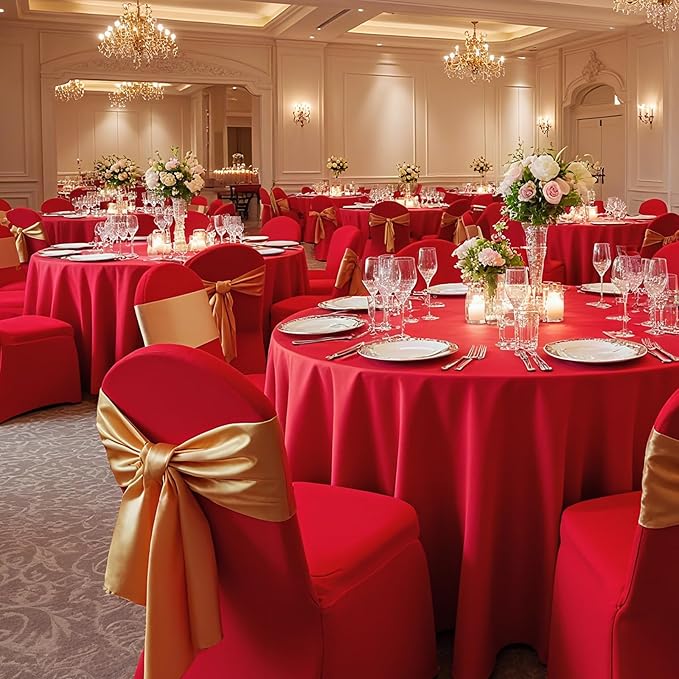 VEVOR Chair Covers, Polyester Spandex Chair Cover, Stretch Slipcovers for Wedding Party Dining Banquet Flat-Front Chair Covers (Red-c, 50PCS)