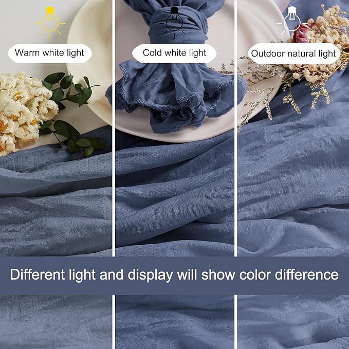 LZY 60 Pack Gauze Cheesecloth Napkins 20x20 Inch Dinner Cloth Napkins, Soft Boho Table Napkins Rustic Wrinkled Cheese Cloth Napkins Bulk for Wedding Party Baby Shower Event Decor (Dusty Blue)