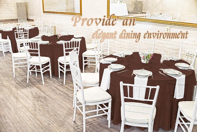 12 Pack Round Tablecloth 90 inch Brown Table cloths for Round Tables,Stain and Wrinkle Resistant Washable Polyester Tablecloths Brown Table Cloth Table 90 inchround Table Cloth for Wedding Party