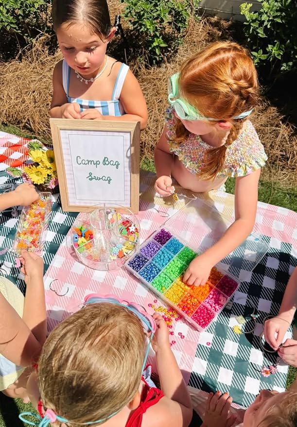 xo, Fetti Gingham Checkered Washable Tablecloth - 9ft. | Camp Bachelorette Party Supplies, Getting Lit + Getting Hitched, Glamping Birthday Party Decorations, Pastel Baby Shower, Cute Tableware