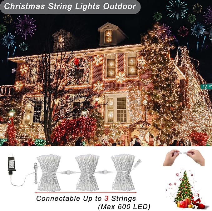 Color Changing Christmas Lights, 200 LED 35 Colors String Lights Indoor Outdoor with Remote, Waterproof Connectable Twinkle Lights Plug in for Xmas Tree Halloween Party Wedding Room Decor