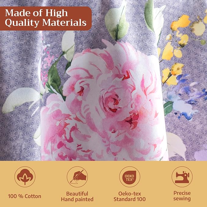 Maison d' Hermine Table Cloth Round Table 100% Cotton 69 Round Inches Tablecloth Reusable Decorative for Dining Kitchen Room Farmhouse Party Hotel Restaurant Spring Summer - Sweet Rose Lavender - Lush