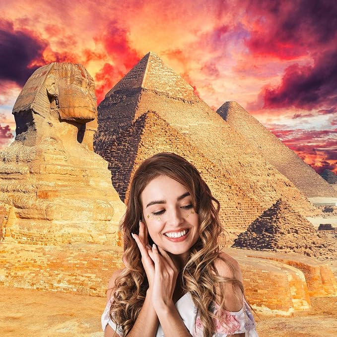 Egypt Pyramids Backdrop Panorama View of Pyramids with Sphinx Photography Background Ancient Egypt Sculpture Scene Nature Landscape Background Travel Themed Decorations Portraits Props 15x8ft