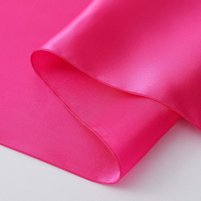 Horbaunal 24 Pack Hot Pink Satin Table Runner 12 x 108 Inch, Smooth Table Runners for Wedding Banquets Birthday Party
