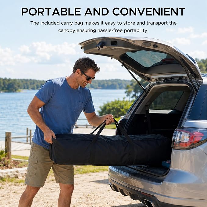 SUNJOY 10x10 FT Floating Pool Canopy Pop Up Gazebo, Gray and Navy Water Tent with Steel & Aluminum Frame, PVC Floats, Hand Pump & Carry Bag for Lake, Beach, Pool