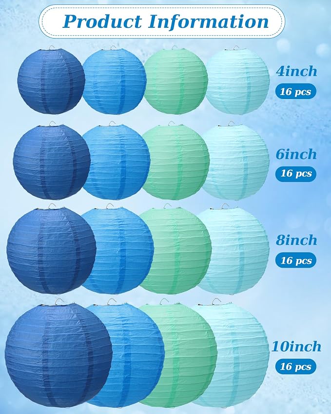 Treela 80 Pcs Paper Lanterns Chinese Japanese Paper Lanterns Classroom Party Decorations Ceiling Hanging Decor for Home Wedding Graduation Party(4'', 6'', 8'', 10'',4 Colors)