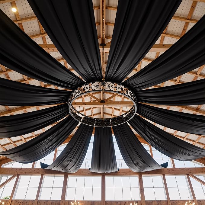 50ft x 15ft Black Backdrop Curtains for Parties, Wrinkle Free 10 Panels Photo Backdrop Drapes Back Drop Cloth for Wedding Birthday Photography Background Decor