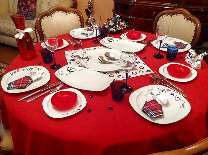 YMHPRIDE 6 Pack Round Tablecloth Red Table Cloth, 120 Inch Polyester Round Table Cloth,Red TableCloths Round Washable Fabric Table Covers for Wedding,Party,Dining,Banquet