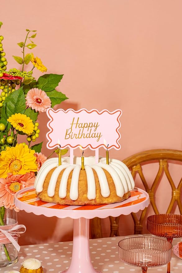 Birthday Party Celebration, Stylish Tableware Set for 8 Guests – Pink/Red
