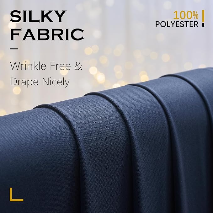 10ft×12ft Navy Blue Backdrop Curtain for Wedding Parties, 2 Panels Wrinkle Free Polyester Photo Backdrop Drapes Back Drop Cloth for Independence Day Birthday Photography Background