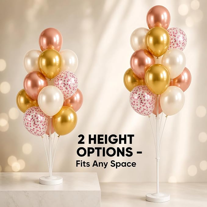 Balloon Column Stand Kit with Balloons, Base and Pole, Balloon Column Kit for Floor or Table Backdrop Decoration for Party Wedding Baby Shower Birthday Graduation (Soft Rose Gold)
